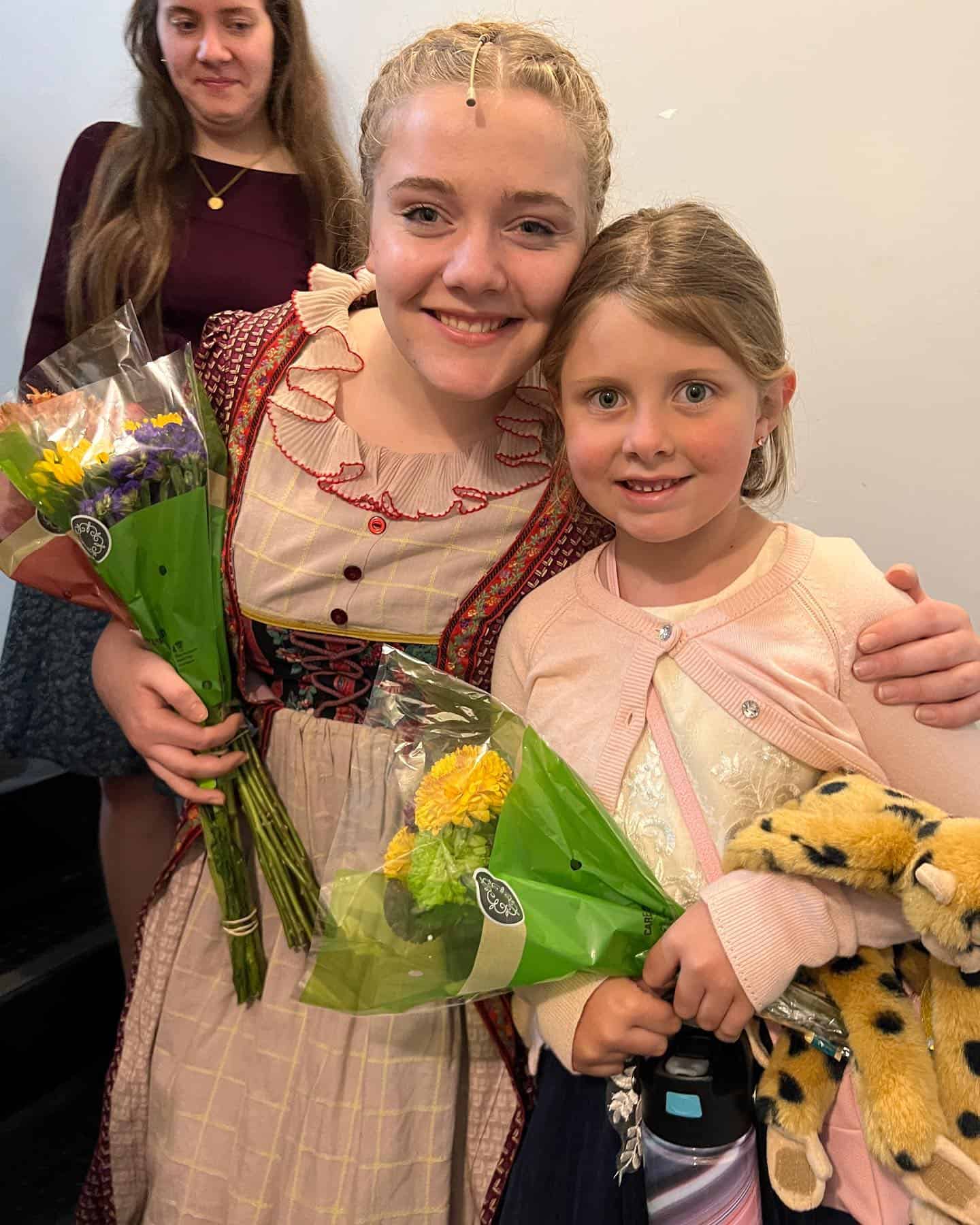 Leah after performance with flowers